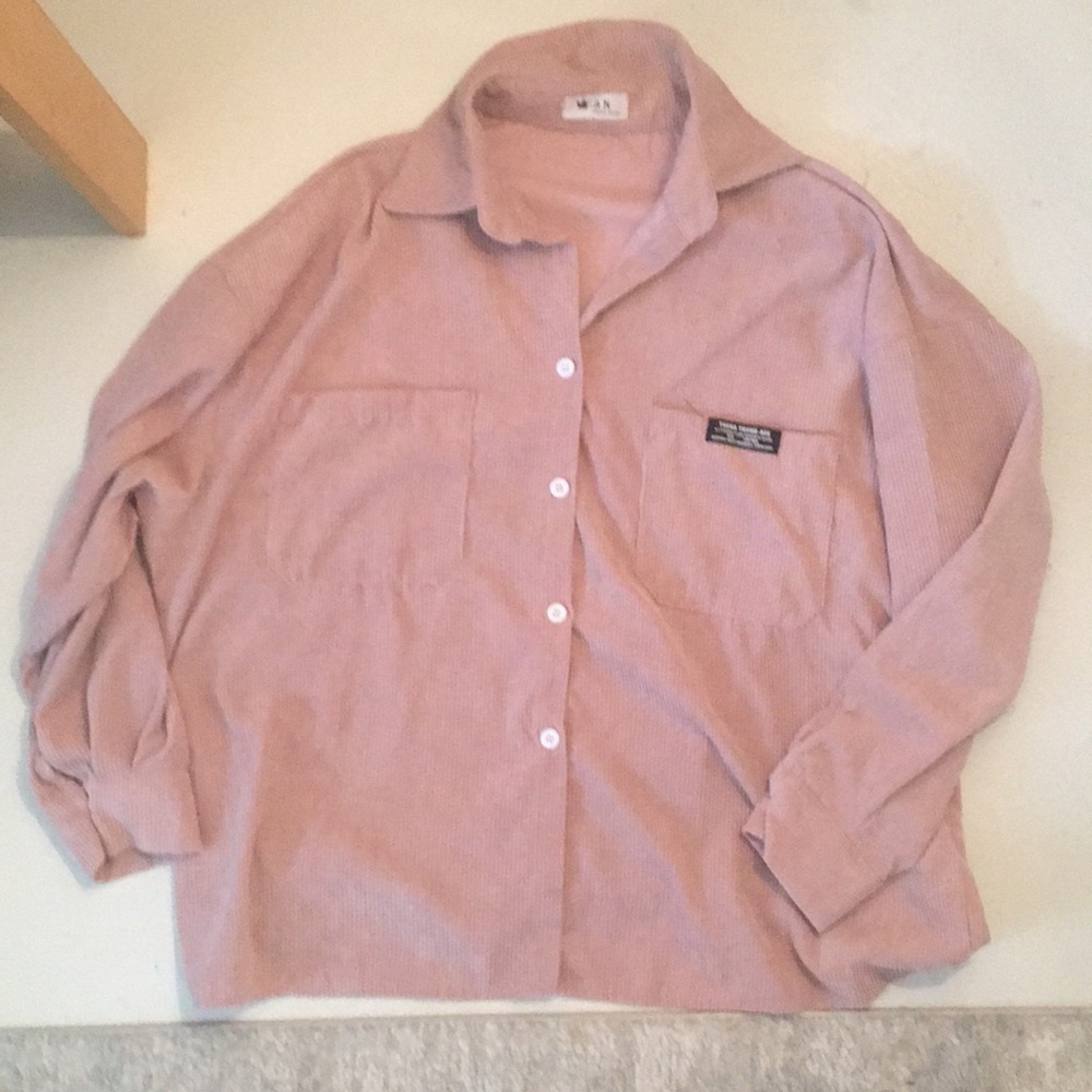 light pink corduroy button down